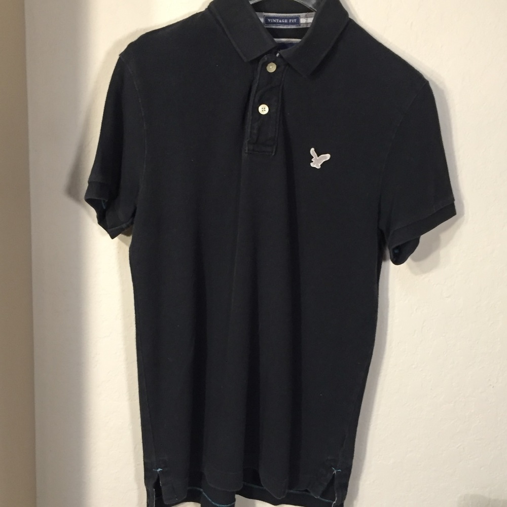 Men's American Eagle Vintage Fit Black Polo, S